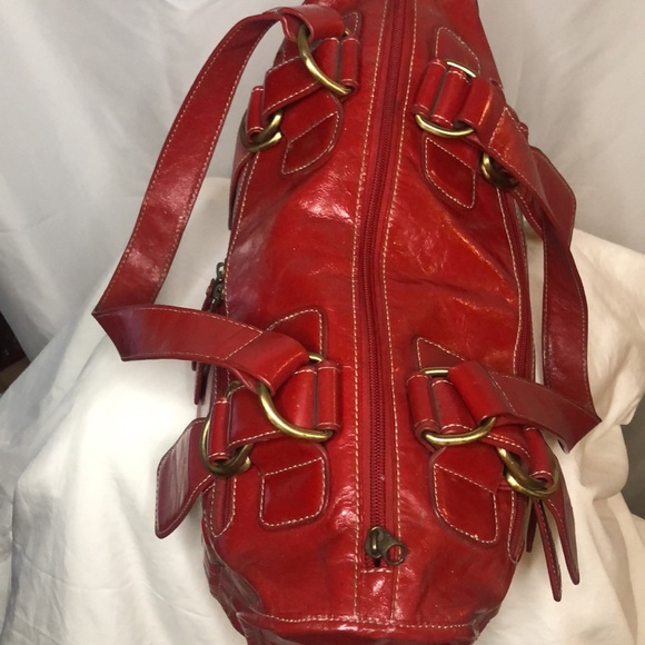 BO BO BAGS red patent genuine leather handbag. - Picture 12 of 16